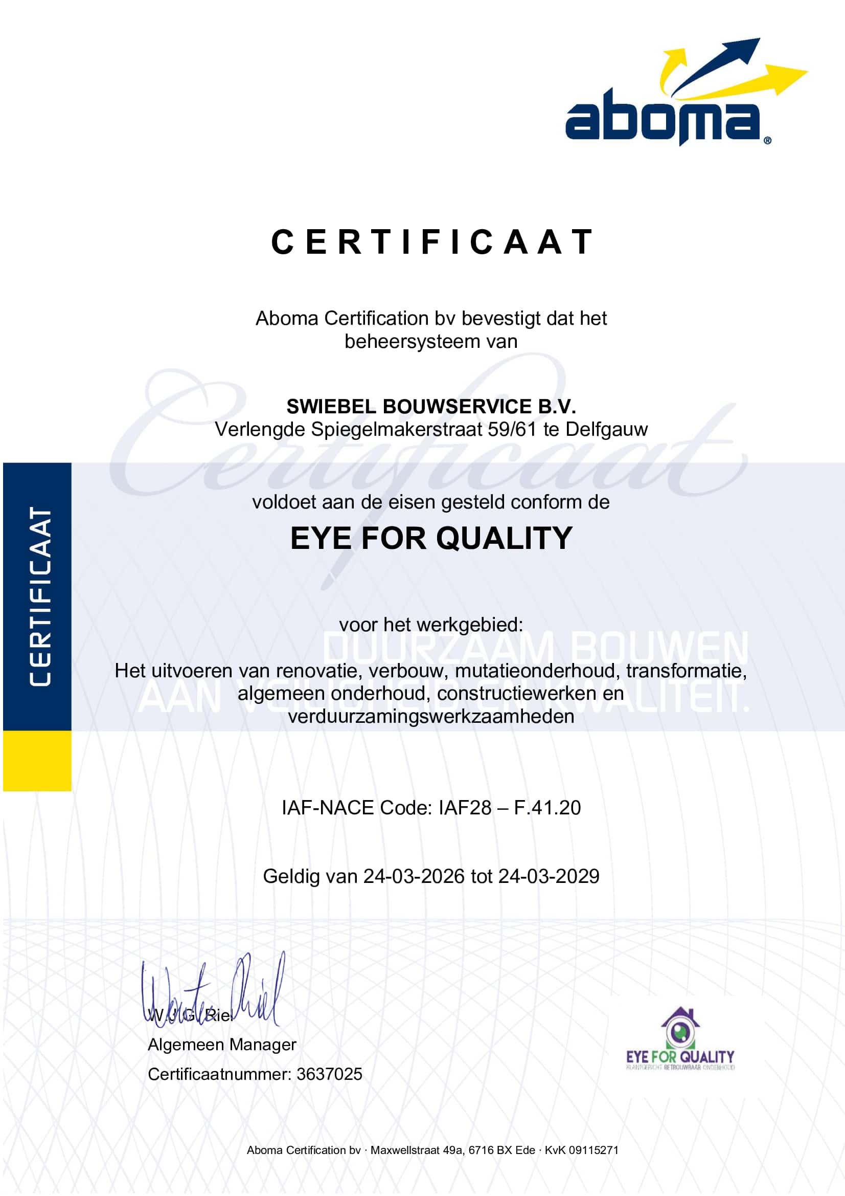 Certificaat swiebel bouwservice efq 24 03 2029